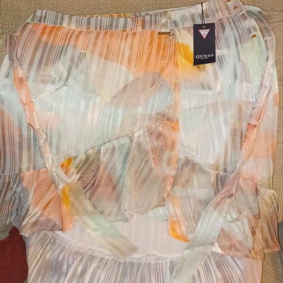 NWT Guess Multicolor Size 12 Adjustable Chiffon Abstract Skirt - Picture 2 of 8